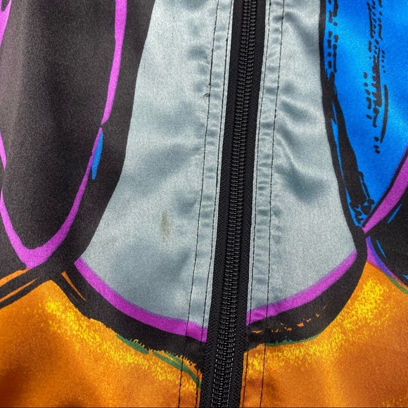 Women’s VTG 90’s Julia Michael Full Zip Picasso Style Bomber Jacket Size Medium - Picture 3 of 5